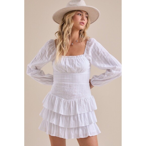 NWT Altar’d State Naomi Embroidered Mini Dress White Women’s Size Medium - Picture 2 of 8